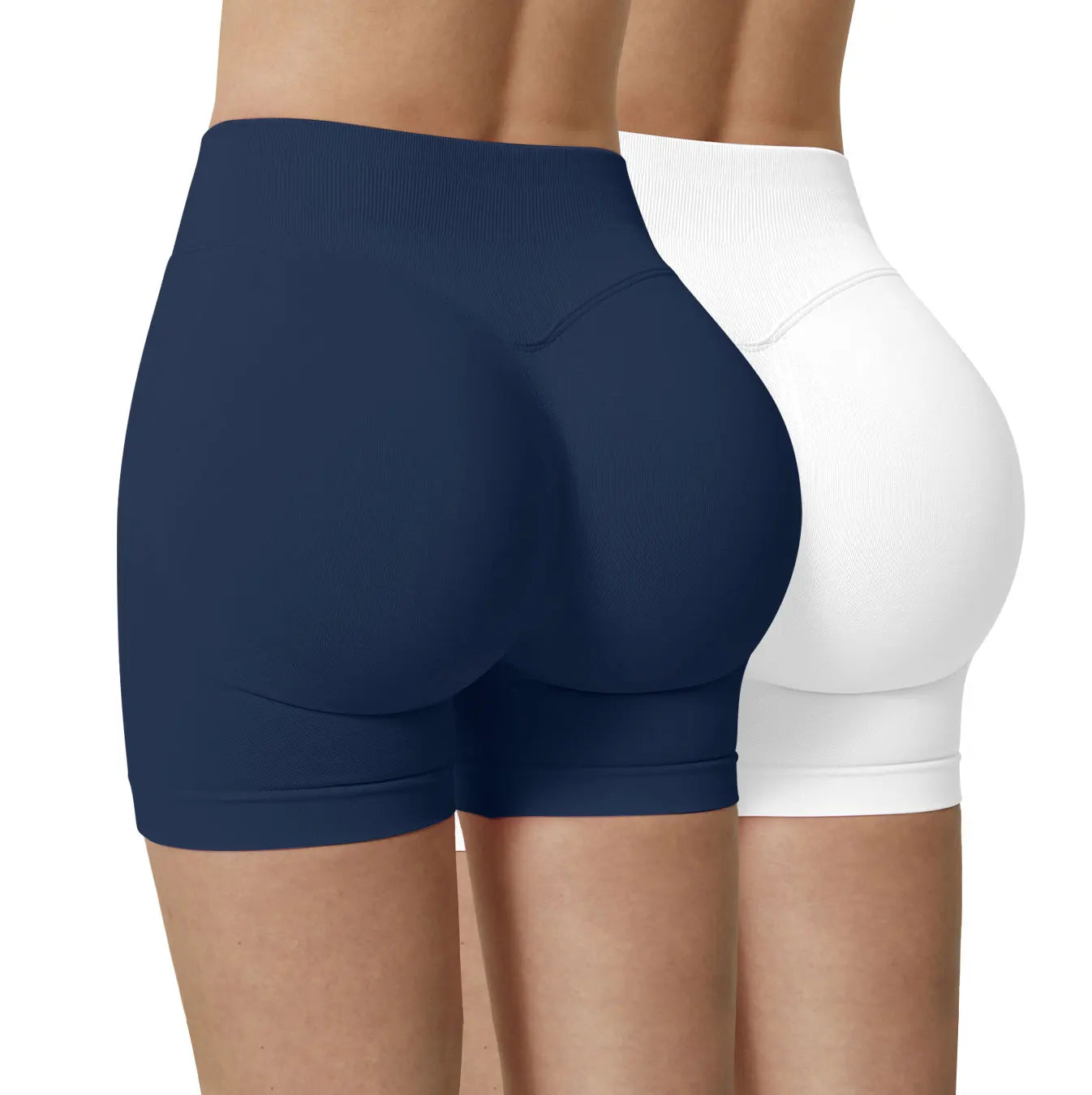 CZGUKE-2PCSWomen Seamless High Waist Scrunch Butt Shorts 2 Pack Elastic Tummy Control Gym Workout Running Athletic Sports Shorts