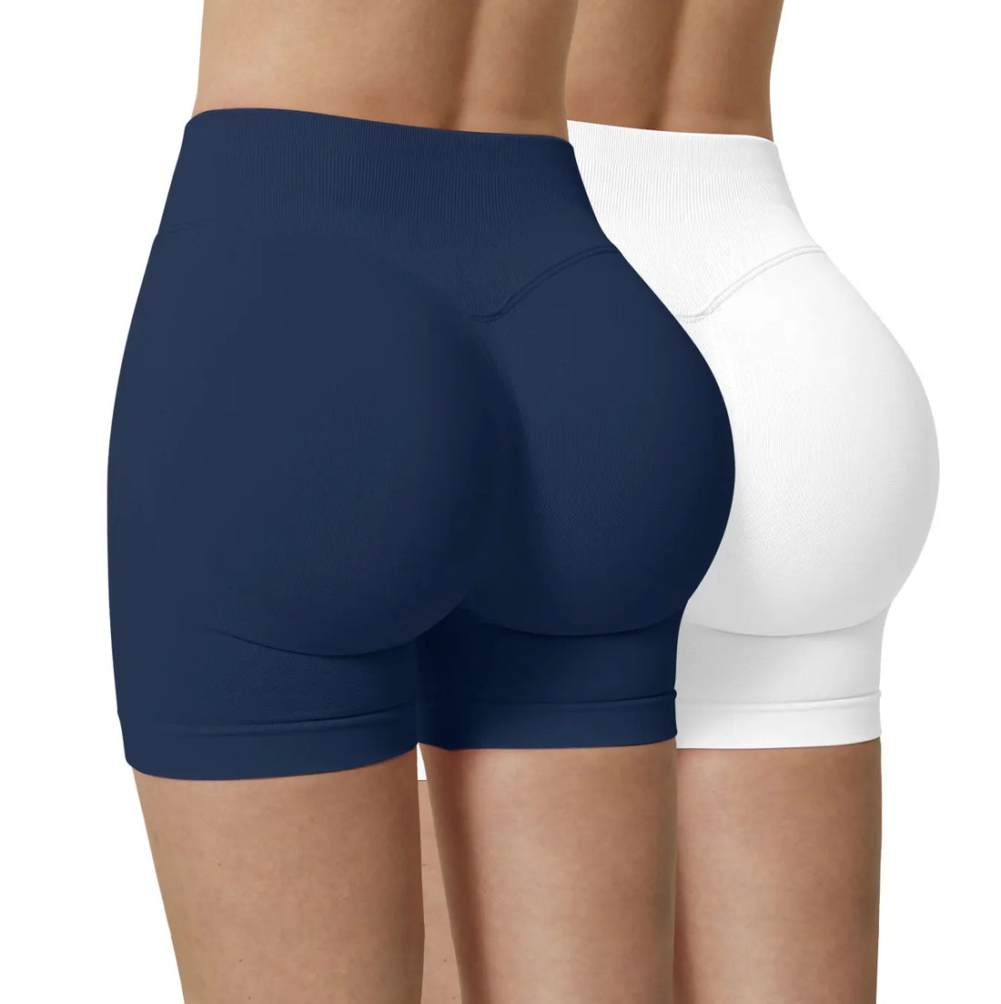 CZGUKE-2PCSWomen Seamless High Waist Scrunch Butt Shorts 2 Pack Elastic Tummy Control Gym Workout Running Athletic Sports Shorts