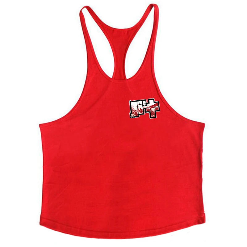Anime Baki Hanma Print Stringer Tank Top for Men Y-Back Vest Muscle Training Undershirt Athletic Tops Gym Workout Bodybuilding