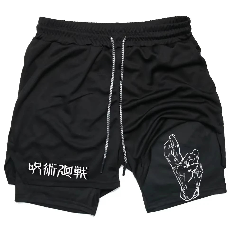 Anime Jujutsu Kaisen Gym Shorts Fitness 2 in 1 Compression Performance Shorts Workout Quick Dry Athletics Short Pants RL0601