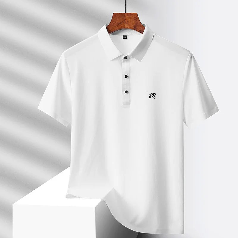 Golf printed short sleeved men's brand polo shirt ice silk seamless top summer new comfortable breathable casual lapel T-shirt