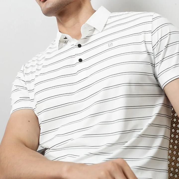 Brand Striped Short Sleeve Polo Shirts Men Trendy Business Casual Lapel T-shirts Social Office POLO Tees Tops Men Clothing 2025