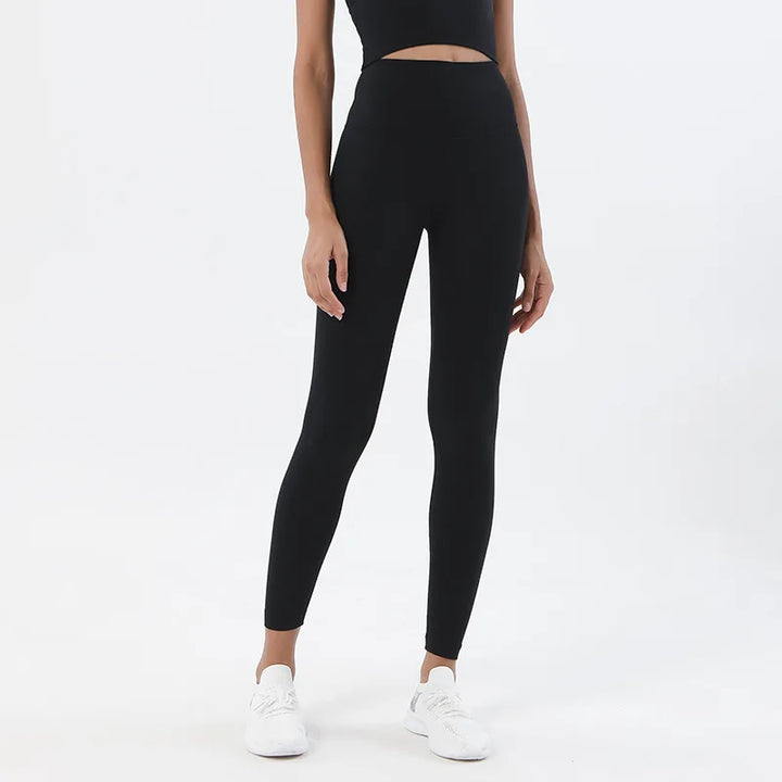 SOISOU Nylon Yoga Pants Gym Leggings Women Girl Fitness Soft Tights High Waist Elastic Breathable No T Line Sports Pants - ATFH