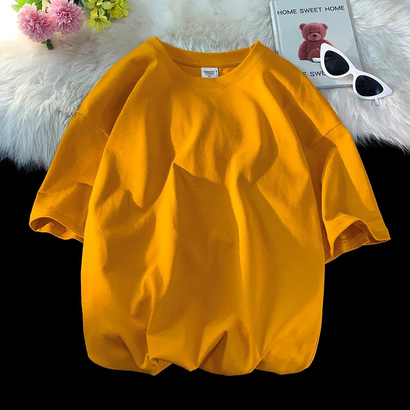LEGIBLE Summer short sleeve T-Shirt Women Cotton Tee Shirt Loose Solid Basic Oversized T Shirt Women O-neck Tshirt Women - ATFH