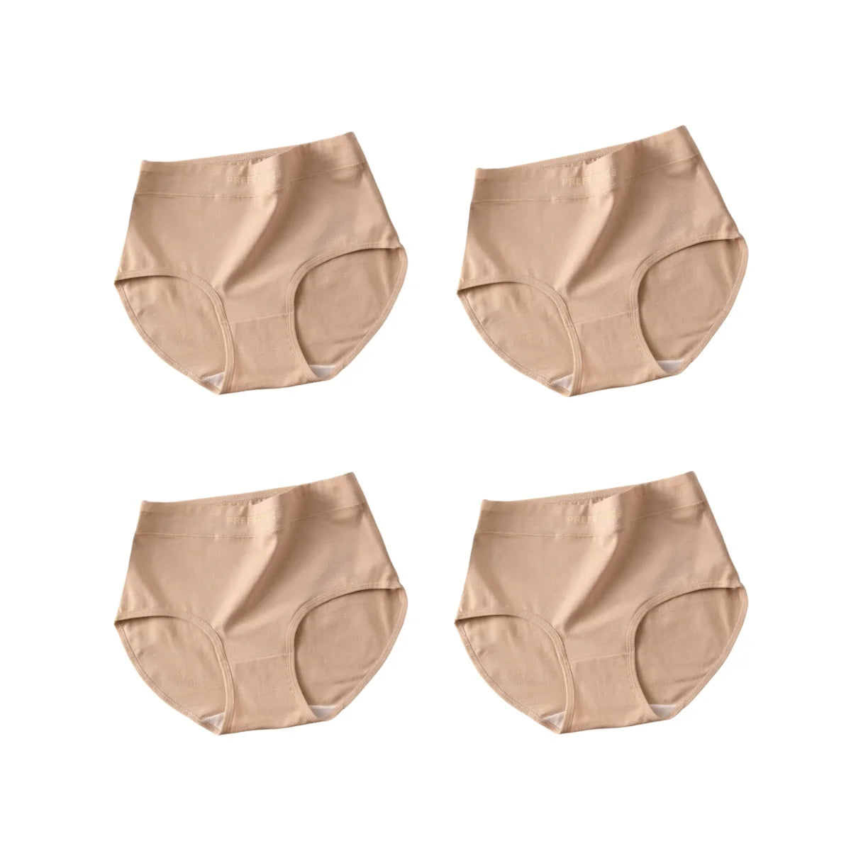 4Pcs/Set Women High-Waist Briefs Tummy Control Panties Soft & Breathable Cotton Underwear Plus Size Comfort Lingerie M-XXL