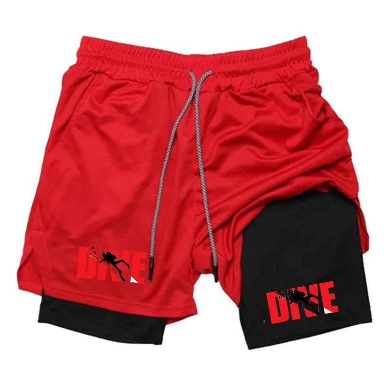 Men Running Shorts 2 In 1 Double-deck Sport Sportswear Gym Fitness Short Pants Training Jogging Bottom Men's Clothing