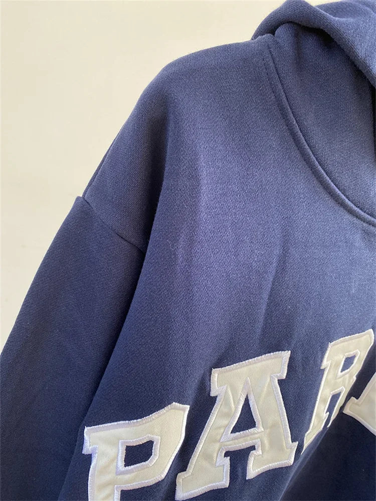 Women Vintage Long Sleeve Letters Embroidery Hoodies Top 2026 Spring New - ATFH