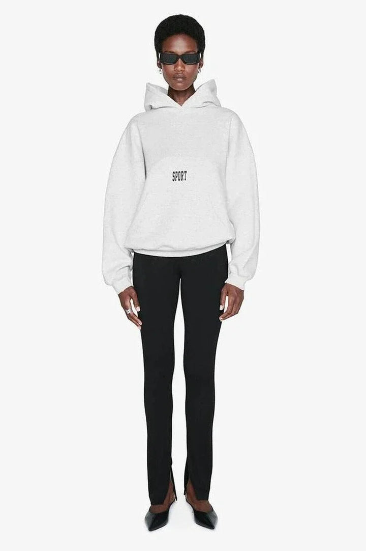 North America Style Women's Oversized Hoodie Sweatshirt Grey Color Classic Letter Print Streetwear Trendy Autumn Spring New - ATFH