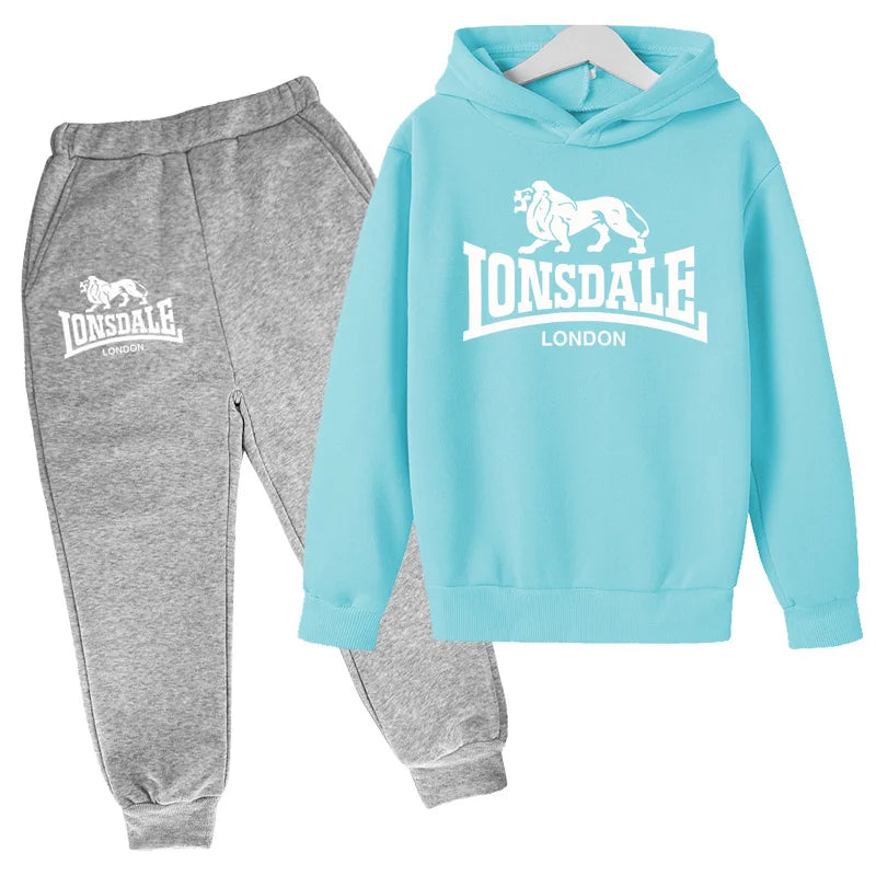 Kids Fashion Hoodie Boys Lion Print Tracksuit Girls Toddler Coat 3-12Y Top+pants 2P Clothing Charming Casual Sports Jogging Set - ATFH