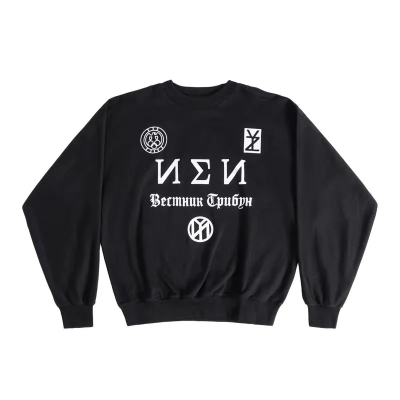Integrated Cutting Oversized Kanye West Vultures Zipper Hoodie Men Women Simple Letters Print Gray Coats Best Quality Cotton - ATFH