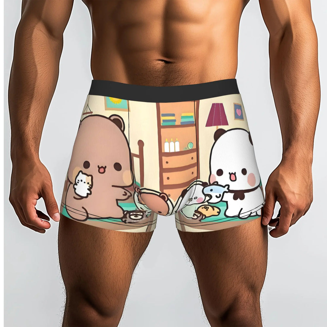 Anime Panda Bubu Dudu Peach And Goma  Boxers Shorts Men Bear Cartoon  Briefs Underwear Funny Underpants