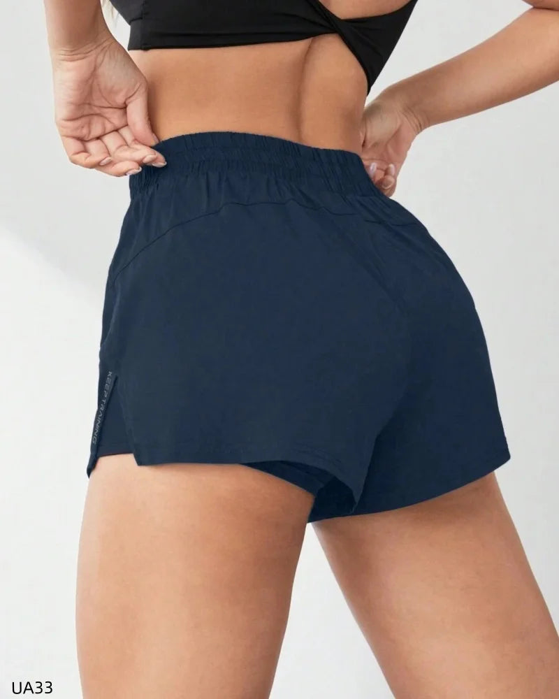 Women's High-Waisted Sports Shorts with Double-Layer Pocket Tight Fitting Slim Design for Running Quick Drying Tahsi Fashion House