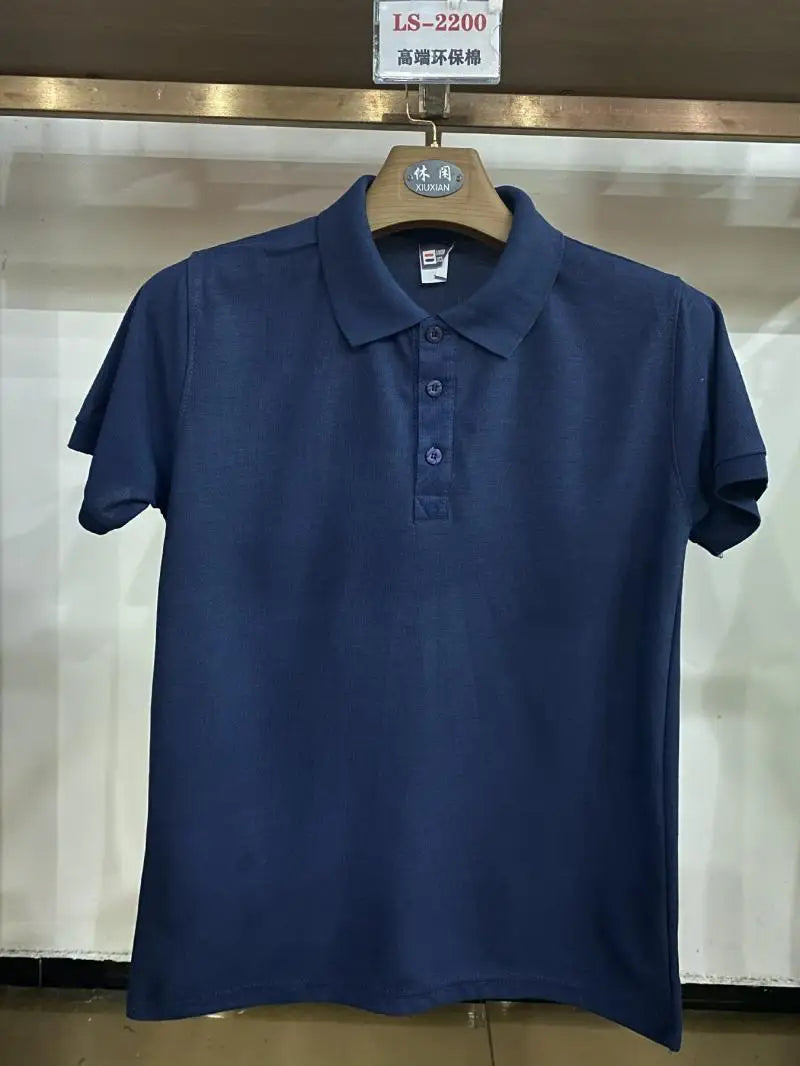 Custom Logo Embroidery Printing Mens Shirts Cotton Short-Sleeved Polo Shirts Summer Lapel T-shirt Business Men Women Tops Shirt