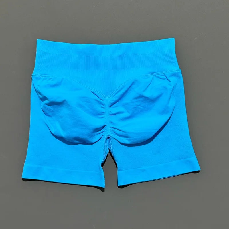 HISTELLO Impact Shorts Women Gym Workout Clothing Low Ribbed Band Sports Yoga Short Pants Seamless Butt Lift Running Leggings