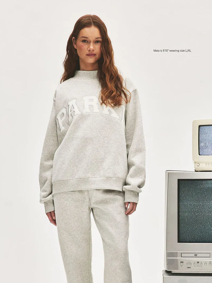 Women Gray Sweatshirts Cotton Letters Embroidery Long Sleeve Stand Collar Ladies Casual Pullover Tops 2026 New Spring Hot Sale - ATFH