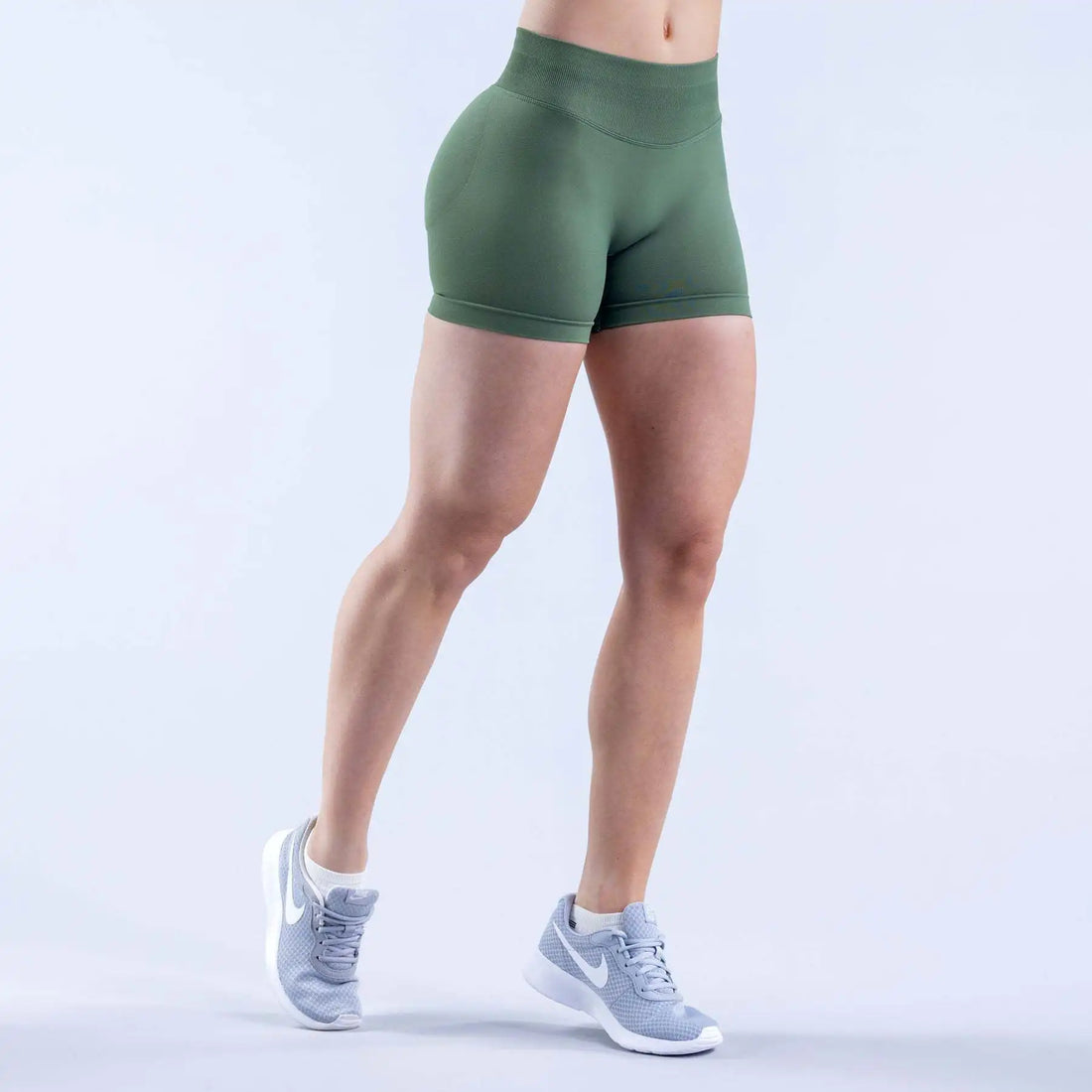Denyf 4.5" GYM Shorts Low Ribbed Band Yoga Shorts Seamless Scrunch Bum Workout Gym Shorts Booty High Stretch Running Shorts