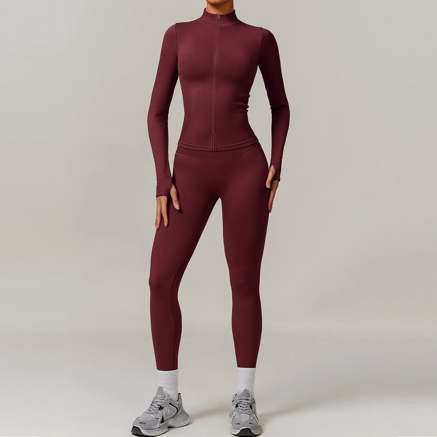 Yoga Set 2/3PCS Gym Clothes Sportswear Yoga Suits For Women Long Sleeve Crop Top Fitness Set Tracksuits Sports Bra Gym Leggings - ATFH