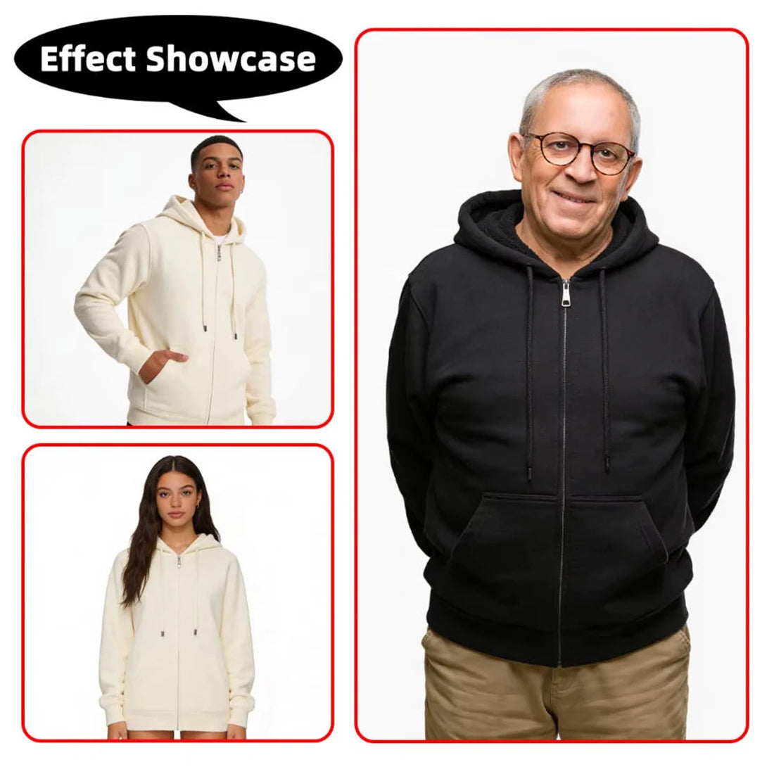 Hooded Cardigan With Zipper Sweatshirt For Warmth Fashion Loose Fit  Casual Entertainment Fashion Men' S And Women'S Wear - ATFH