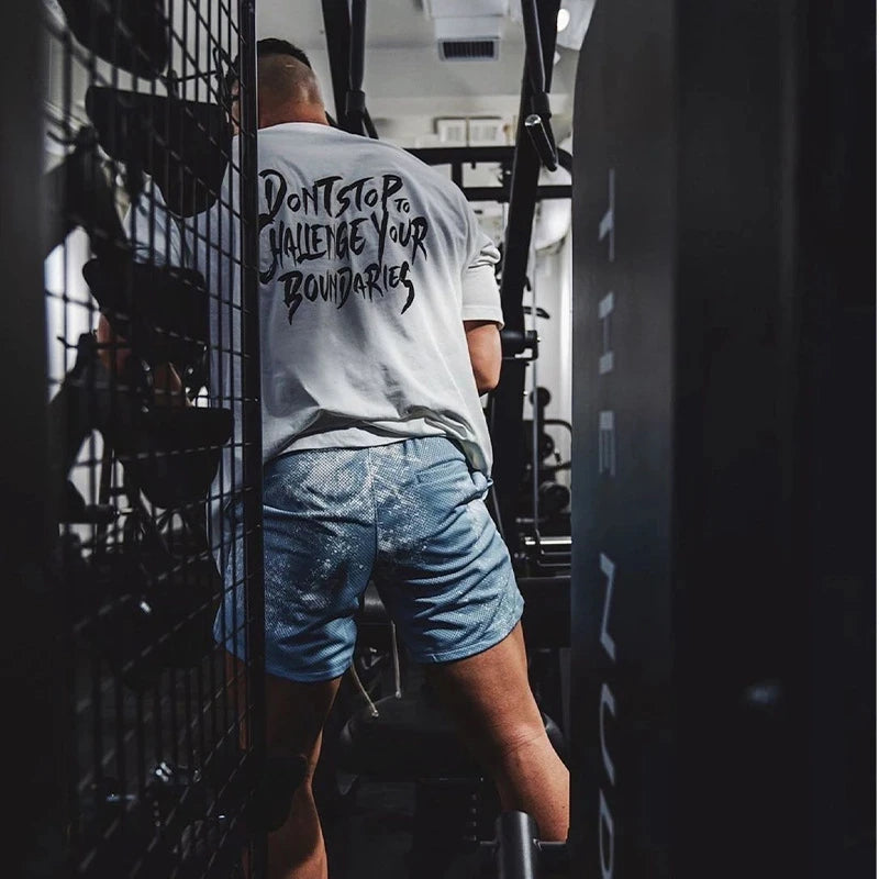 NEW LYFT Men Shirt Cotton Print Running T Shirt Loose Training Gym Bodybuilding Fitness Top Streetwear Sport Tees Short Sleeves ATFH