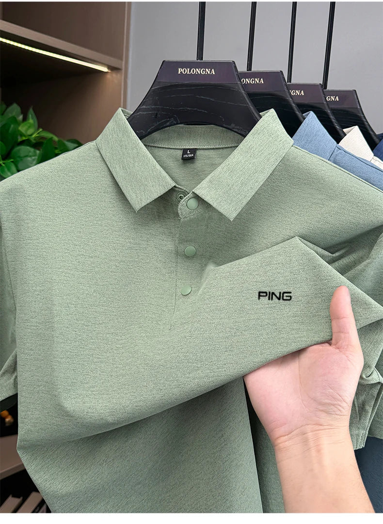 Fashion brand casual printed logo polo shirt, comfortable and breathable short-sleeve T-shirt perfect for summer outdoor sports