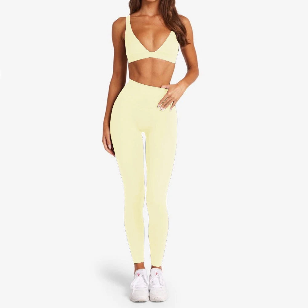 1/2PCS Contour Crop Sport Bra Women Yoga Sets Workout Gym Scrunch High Waist Fitness Push Up Shorts Running Avtive Suits XP187 - ATFH