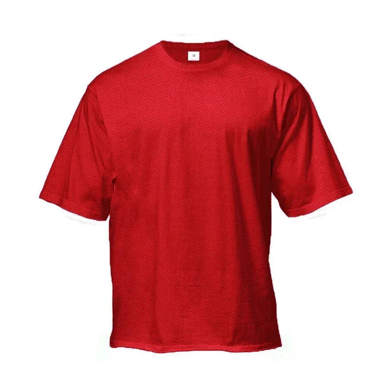 Plain Oversized Loose Mens Casual T-shirts Gym Bodybuilding Fitness Short Sleeves Tops Summer Mesh Breathable Quick Dry Shirts ATFH