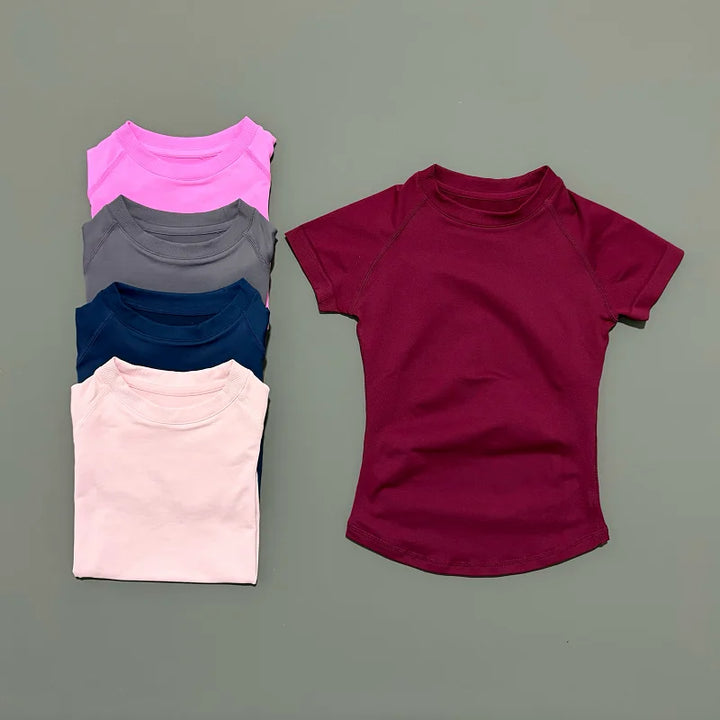 HISTELLO Sport Short Sleeve Top Seamless Yoga Leotard Clothing Women Running Sports T Shirt Workout Shirts Fitness Sports Vest - ATFH
