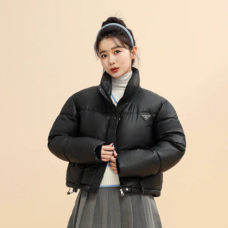 Winter Warm Thick Coats Women Short Parkas Fashion Black Cotton Padded Lady Down Jacket Elegant Zipper Clothes 2024