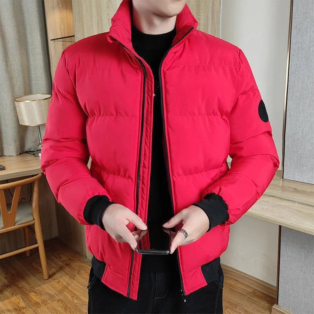 2025 Men's Puffer Jacket Thermal Warmth Quilted Coat Stand Collar Streetwear Casual Outerwear Oversized Athleisure Winter Coat ATFH