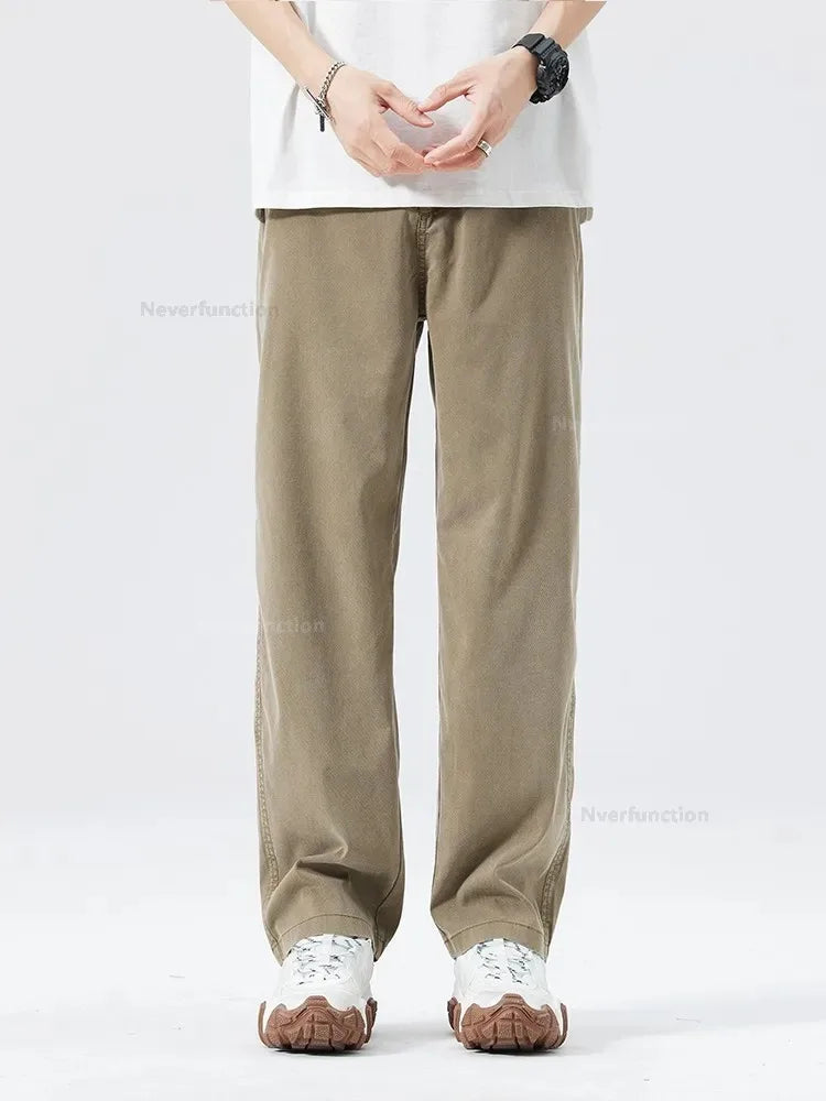 Ultra Thin Baggy Jeans Men's Summer New in Lyocell Soft Breathable Straight Trousers Elastic Waist Casual Blue Gray Wide Pants ATFH