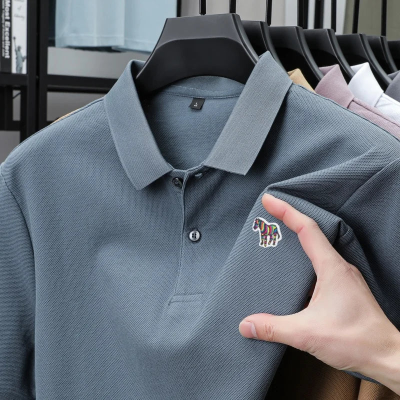 High end Men's Summer New Short Sleeve Breathable Polo Shirt Custom T-shirt Half Sleeved Exquisite Brand Pony Embroidery Top