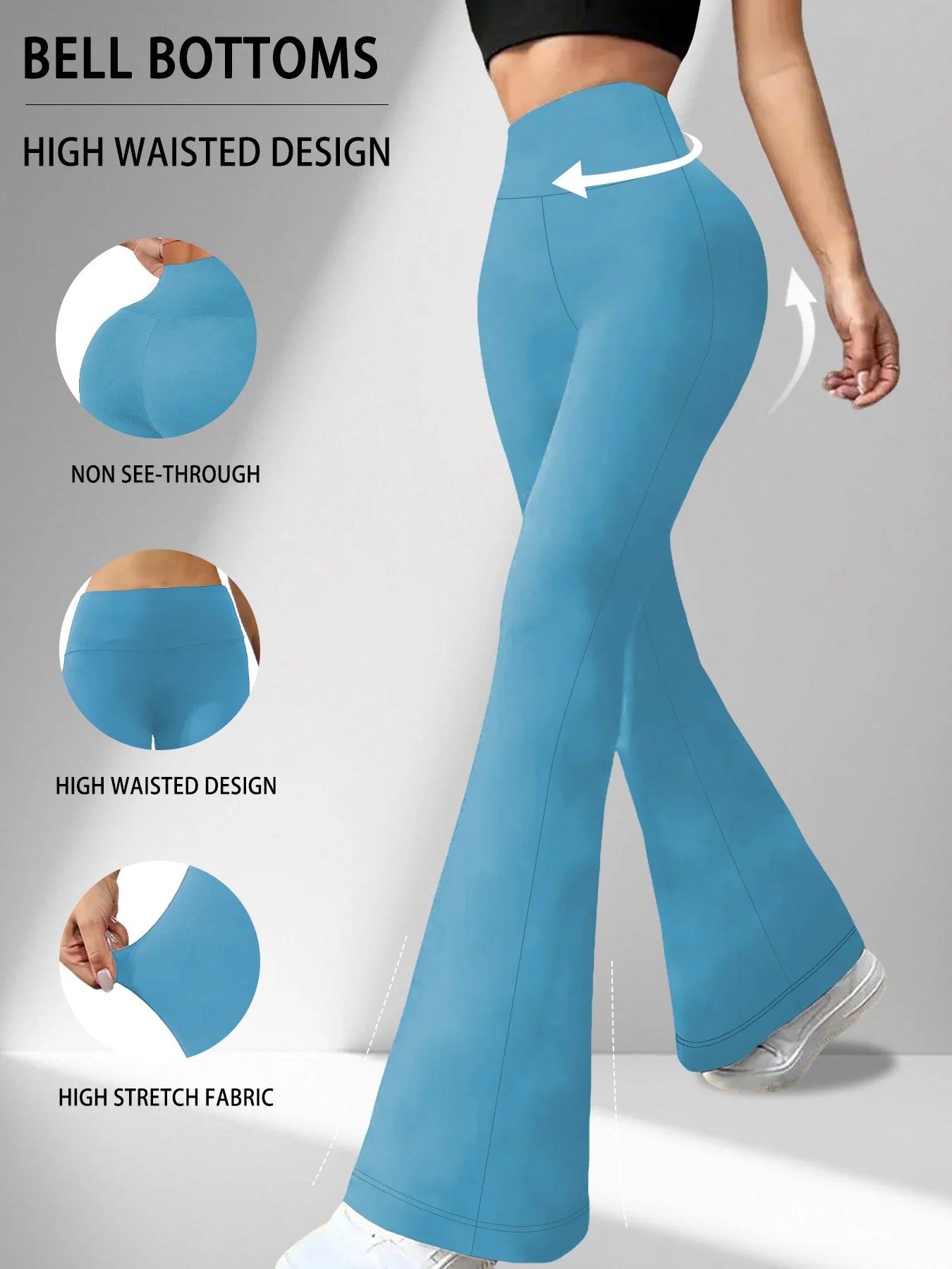 Women's Super Soft Flare Pants High Waisted Tummy Control Workout Yoga Push Up Gym Fitness Long Leggings Bell Bottoms ATFH