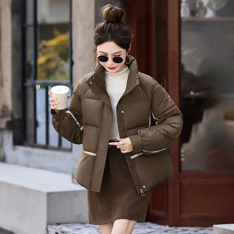 High Quality Women Winter Thick Warm Cotton Jacket Women Parkas New Padded Jacket Stand-Up Collar Thicken Short Jacket Coats ATFH
