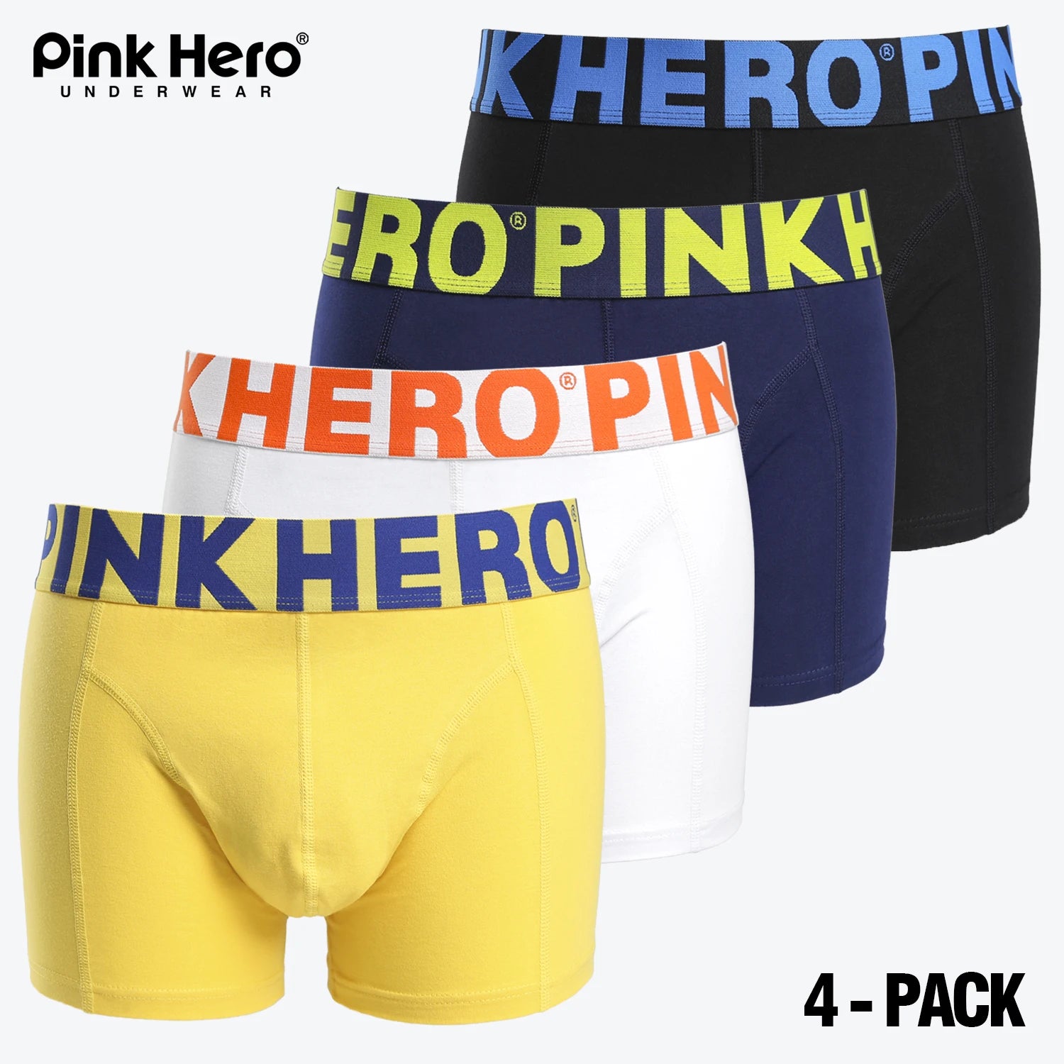 4 PCS PINKHERO Fashion Underpants For Men,Stylish  Comfy And Soft  Slip Homme，Cotton Underwear Boxer Briefs,Calzoncillos Hombre