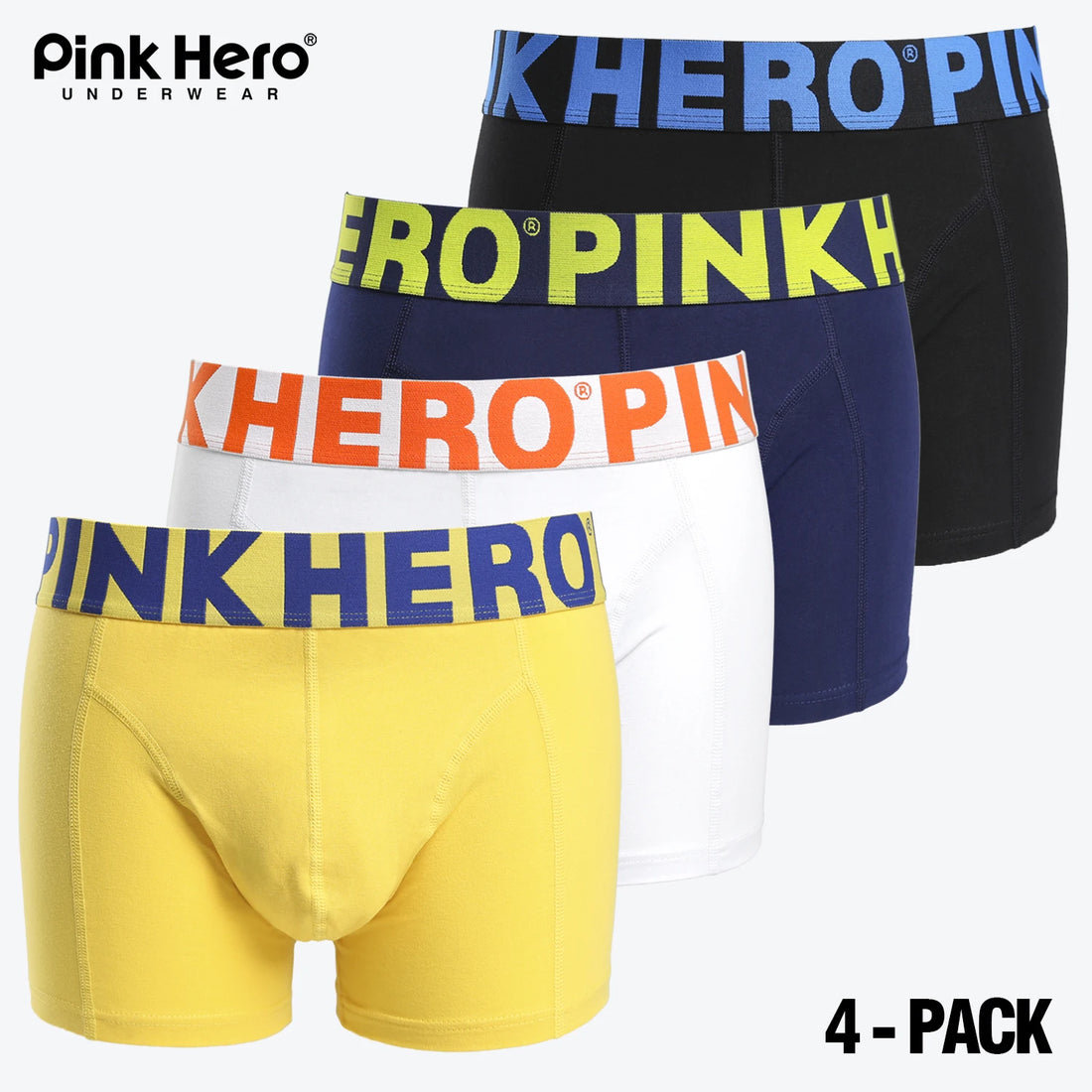 4 PCS PINKHERO Fashion Underpants For Men,Stylish  Comfy And Soft  Slip Homme，Cotton Underwear Boxer Briefs,Calzoncillos Hombre