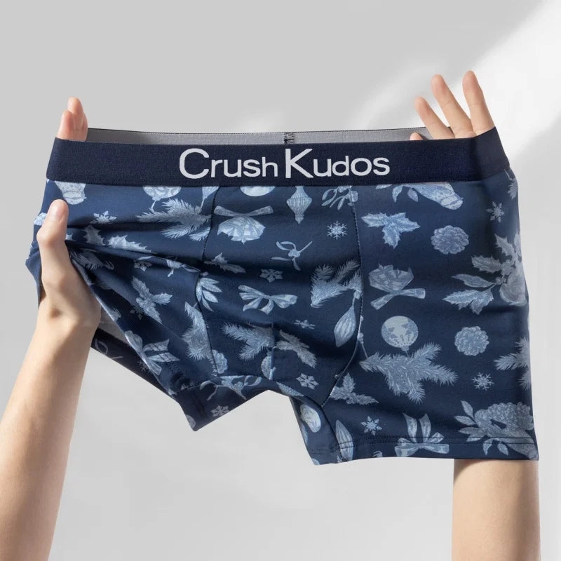 2XL-4XL Men's Trendy Print Boxers Shorts Cotton Flat Corner Briefs Casual Four Corner Underwear Seamless Comfortable Panties ﻿