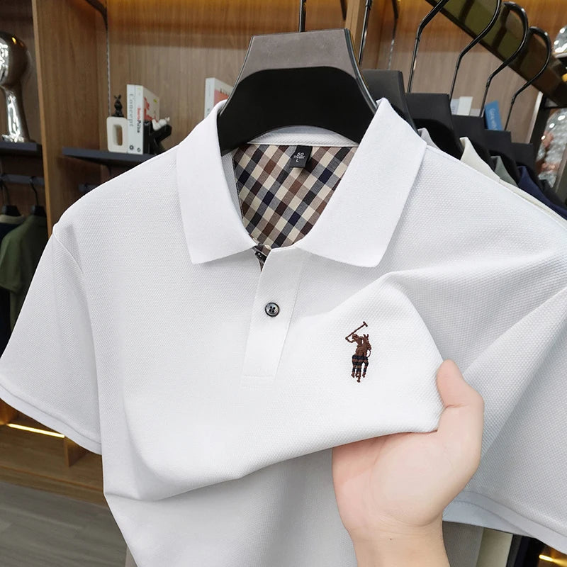 2026 New High End Men's Polo Top Summer Men's Style Fashionable and Comfortable Collar Breathable Top Trendy