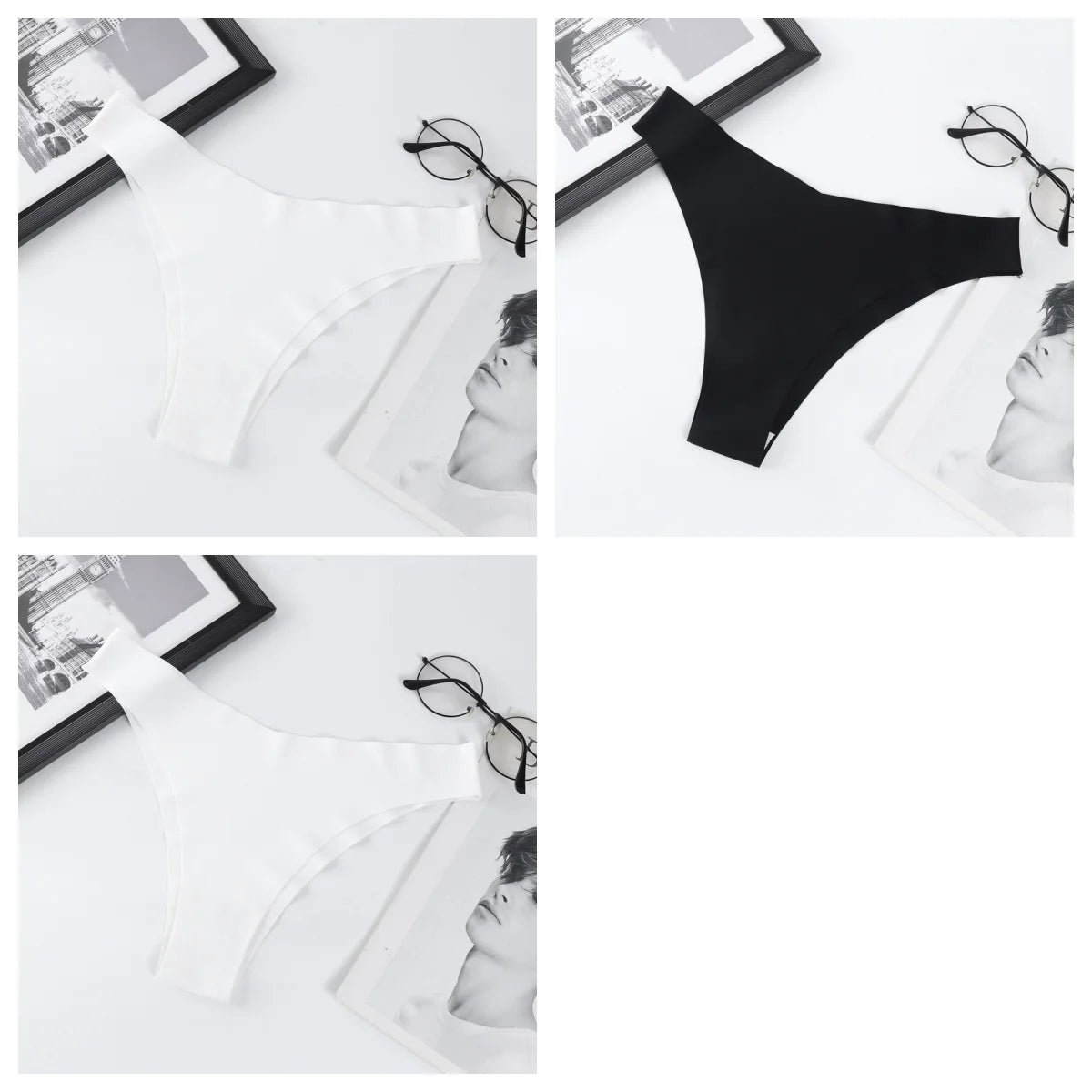 3Pcs/Set Women Ice Silk Panties V-Waist Low Rise Briefs Seamless Underwear Female Quick-Drying Underpants Sexy Lingerie S-L