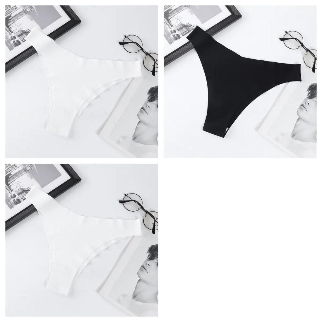 3Pcs/Set Women Ice Silk Panties V-Waist Low Rise Briefs Seamless Underwear Female Quick-Drying Underpants Sexy Lingerie S-L