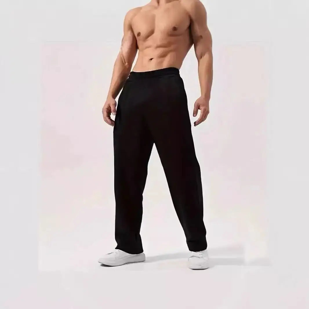 Men's plus Size Cotton Sweatpants Spring Autumn Solid Color Baggy Loose Elastic Waist Casual Trousers for Daily Wear Running