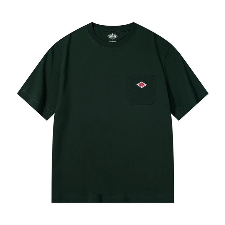 Men and Women's Pure Cotton Fashion Brand Embroidery T-Shirt Tee Simple Pocket Short Sleeve Orders Exported to Japanese
