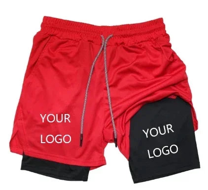 Double Layer Compression Shorts for Men - Quick Dry Gym & Athletic Pants, Custom Logo Sportswear