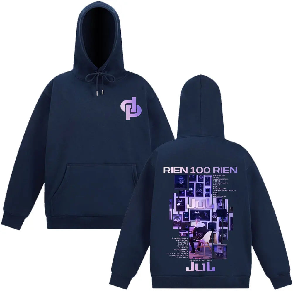 Rapper Jul Rien 100 Rien Album Tour 2025 Graphic Gothic Punk Hoodie Men's Women Fashion Pullover Hip Hop Winter Loose.tracksuit