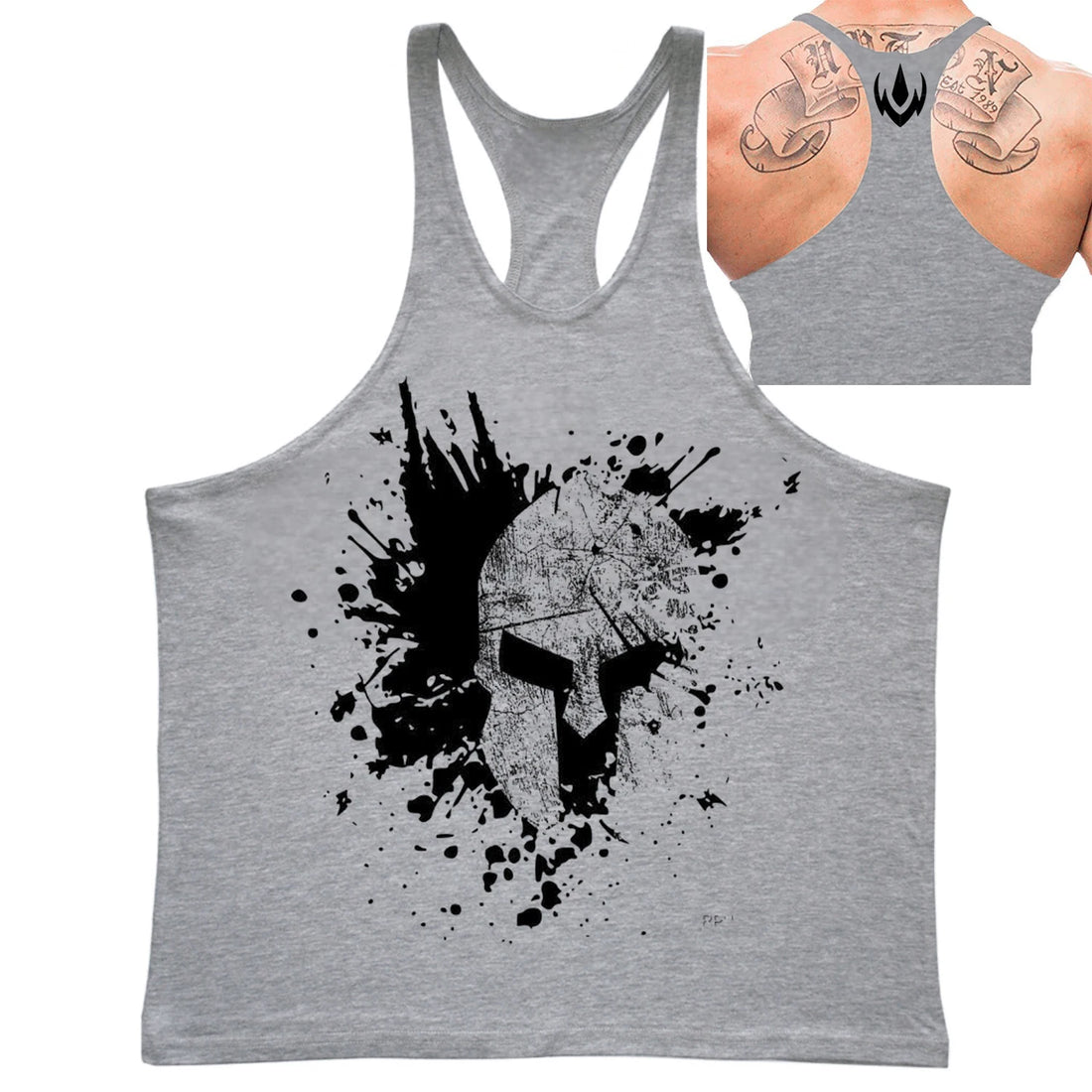 Men's Spartan Helmet Graphic Stringer Tank Top Gym Fitness Sleeveless Shirt Breathable Stylish Comfortable Bodybuilding Workout