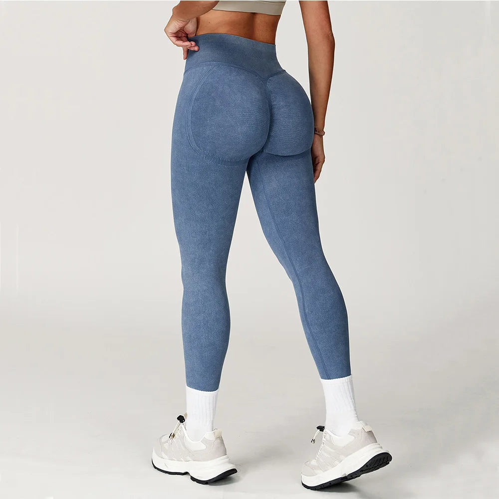 Yoga Pants Impact Leggings Women Seamless Sports Yoga Pant High Waist Ribbed Gym Clothes Fitness Workout Wear Scrunch Bum Tights - ATFH
