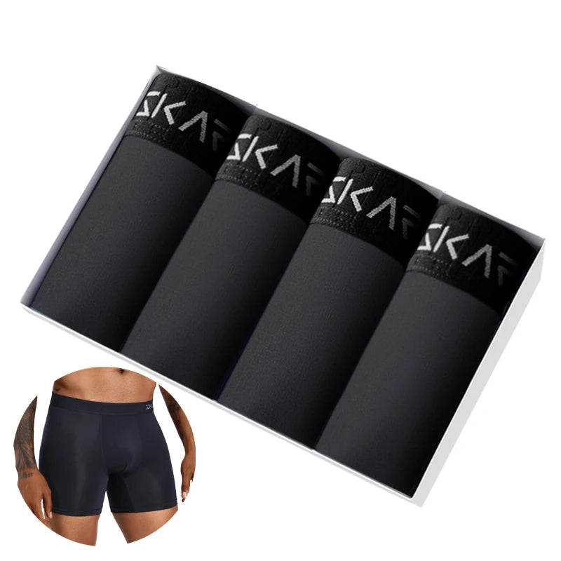 4pcs Brand Men's Panties New Man Boxer Shorts Polyester Male Slip Underpants Sexy Mens Underwear Gift