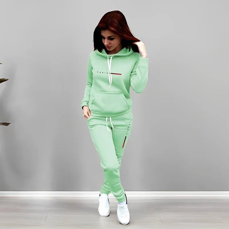 Women Tracksuit Autumn Winter Printing Hooded Suit Quality Ladies Daily Jogging Sport Woman Two piece Set Outfits Fashion Casual