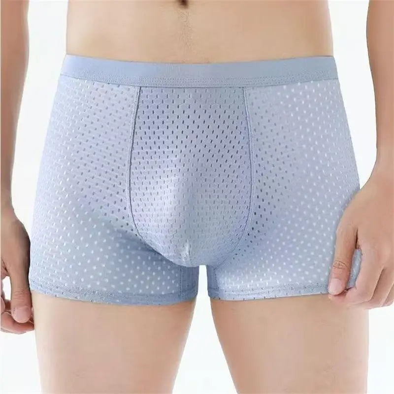 5pcs Men's Underwear Ice Silk Mesh Men Boxer Shorts Plus Size Panties Sexy Men Boxer Summer Breathable Light Thin Underpants