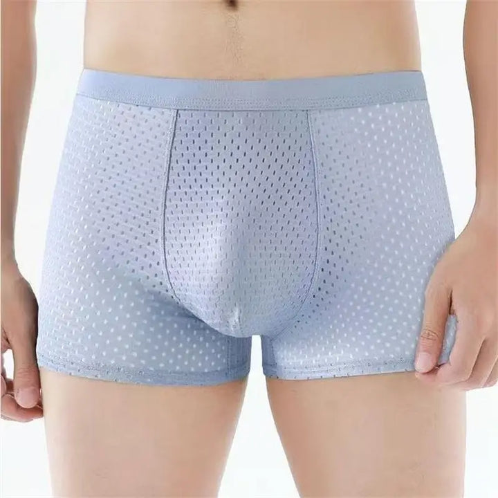 5pcs Men's Underwear Ice Silk Mesh Men Boxer Shorts Plus Size Panties Sexy Men Boxer Summer Breathable Light Thin Underpants