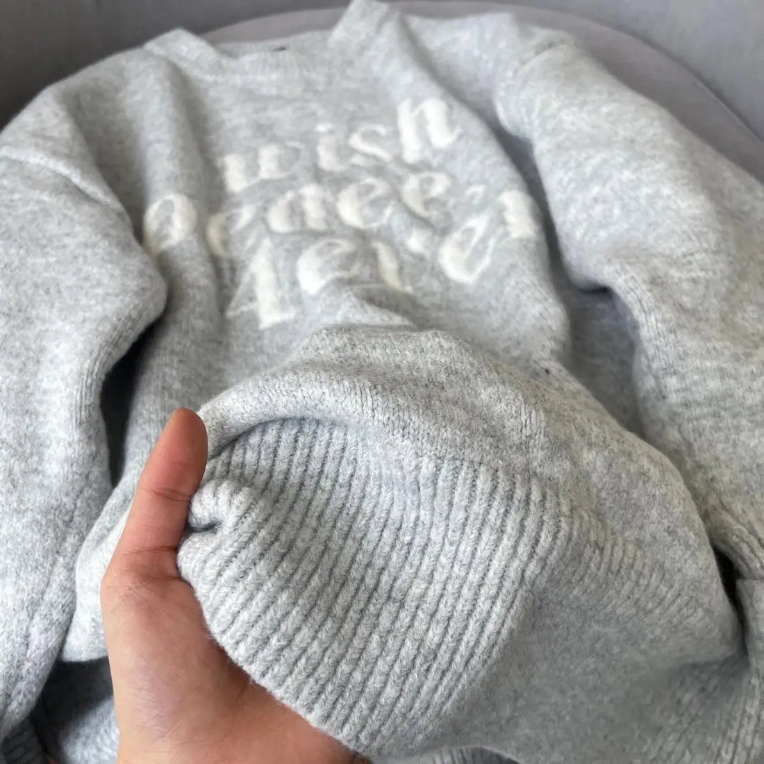Oversized Letter-print Crew Neck Sweater for Women New Autumn/winter Style Loose and Soft Knitwear - ATFH